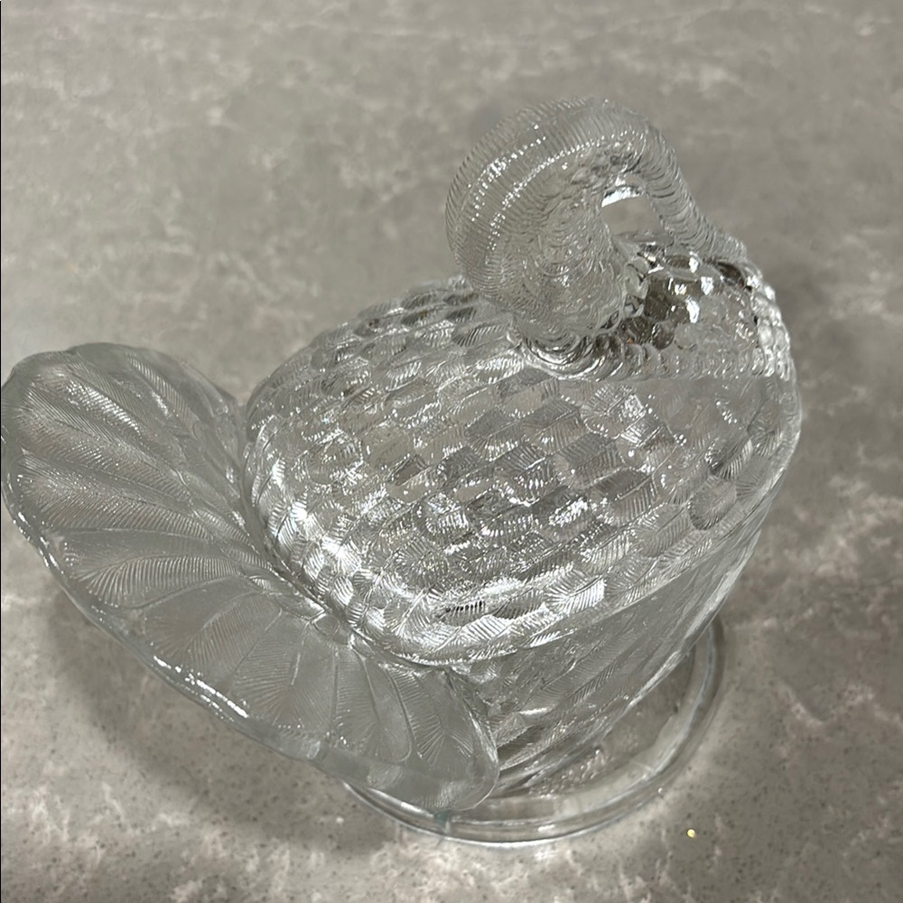 Vintage Clear Glass Turkey Figurine Candy Dish - Picture 7 of 9